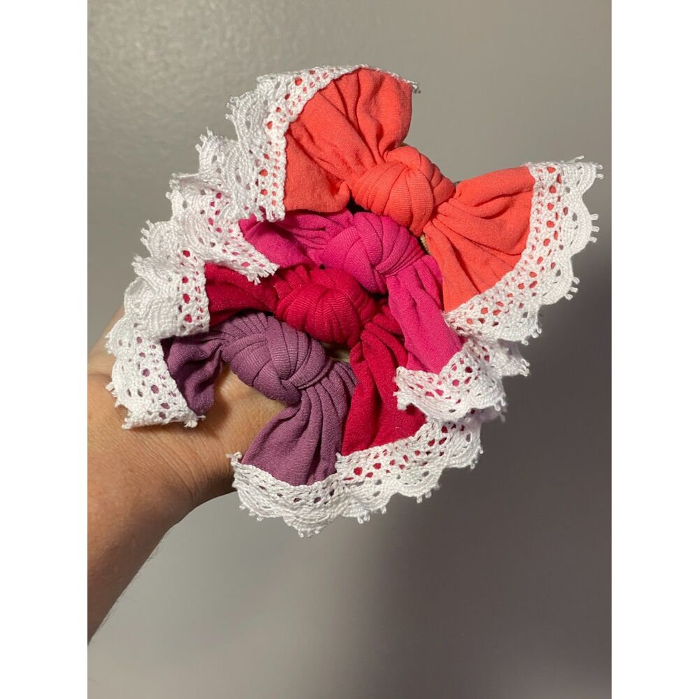 Baby Girl Headband Bundle (4) | Nylon Bow Newborn Hair Accessories, OSFM